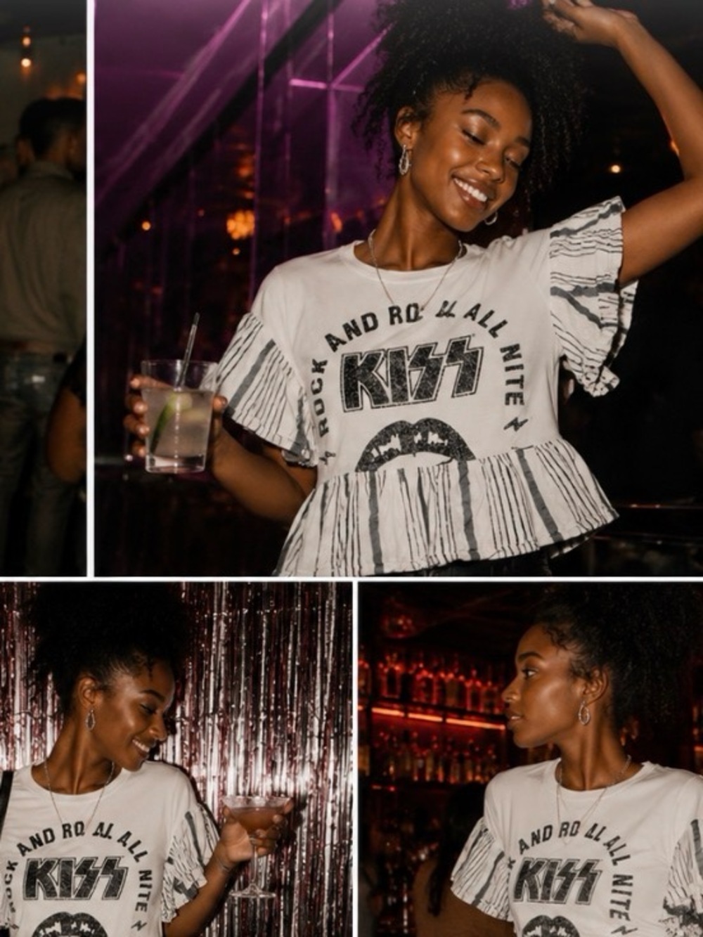 Pilcro Anthropologie KISS Rock & Roll‎ Graphic Ruffle Top XS